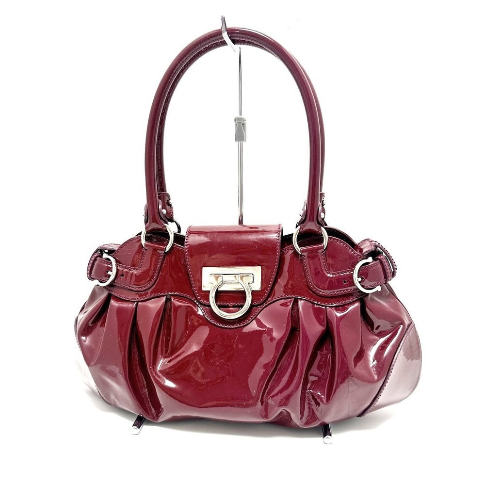 Salvatore Ferragamo Gancini Enamel Handbag Red